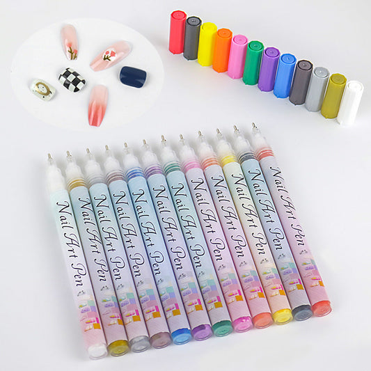 🎁Cadeau de Noël🎄Set professionnel de stylos pour nail art avec 12 couleurs