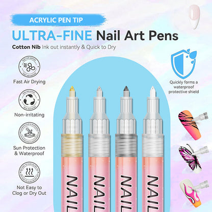 🎁Cadeau de Noël🎄Set professionnel de stylos pour nail art avec 12 couleurs