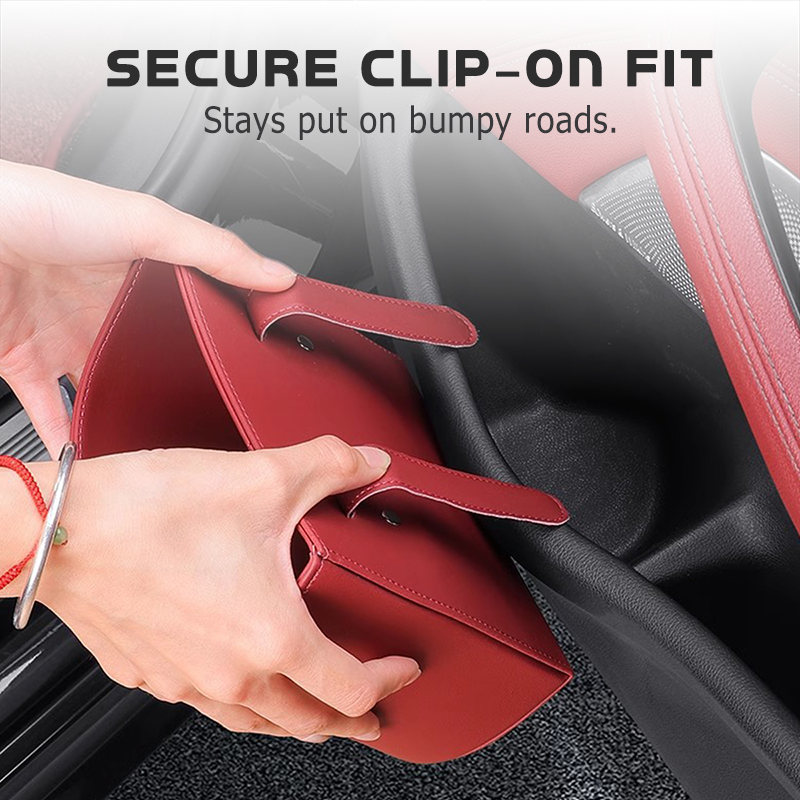 🥳 PROMO EXCEPTIONNELLE 2026 💞 +50 000 exemplaires vendus !  🚗🧺 −50 % sur le porte-gobelet en cuir pour portière auto. ✅ Large ouverture : accès facile aux boissons et au téléphone. 🔒 Fixation par clip, maintien sécurisé. 🛡️ Cuir PU résistant et élégant.