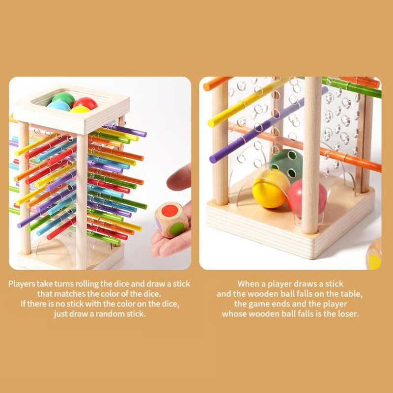 ⭐Jeu de quilles en bois avec boules pour enfants