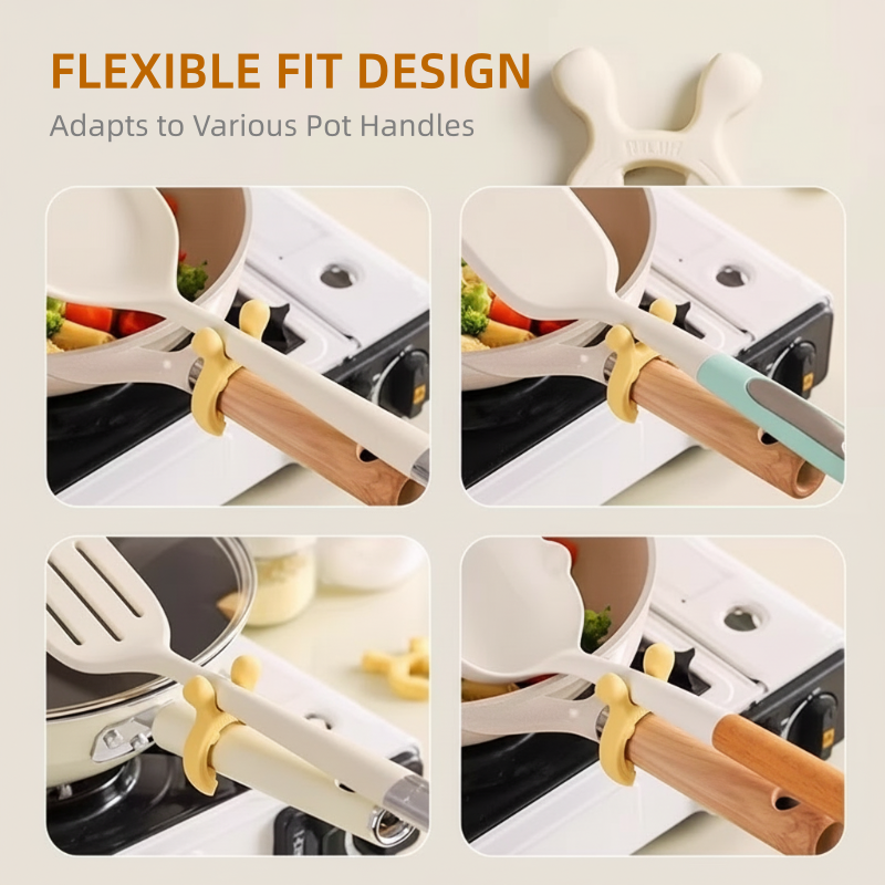 Support multifonction en silicone pour poignées de casseroles et spatules