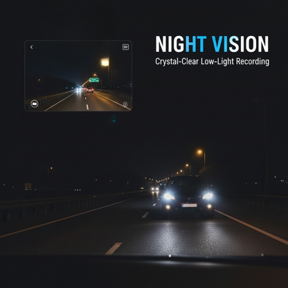 Caméra de tableau de bord 1080P HD avec Wi-Fi et vision nocturne