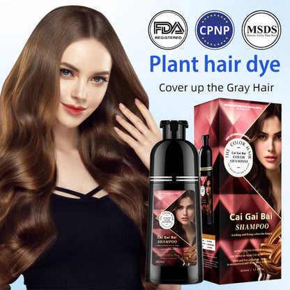 🍎 50 % DE RÉDUCTION MAINTENANT !✨ Shampooing colorant instantané aux extraits de plantes pour hommes et femmes