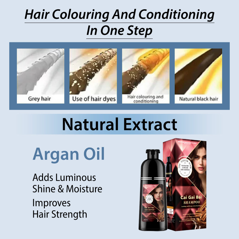 🍎 50 % DE RÉDUCTION MAINTENANT !✨ Shampooing colorant instantané aux extraits de plantes pour hommes et femmes