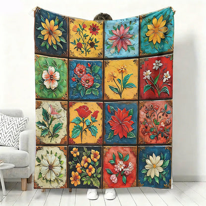 Couverture florale douillette et douce