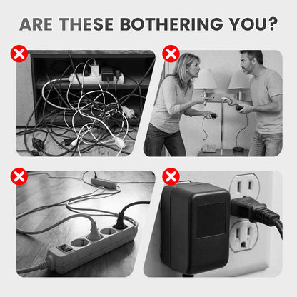 Adaptateur secteur EU avec 4 prises, prise murale multiport avec interrupteur indépendant et petit adaptateur pour veilleuse