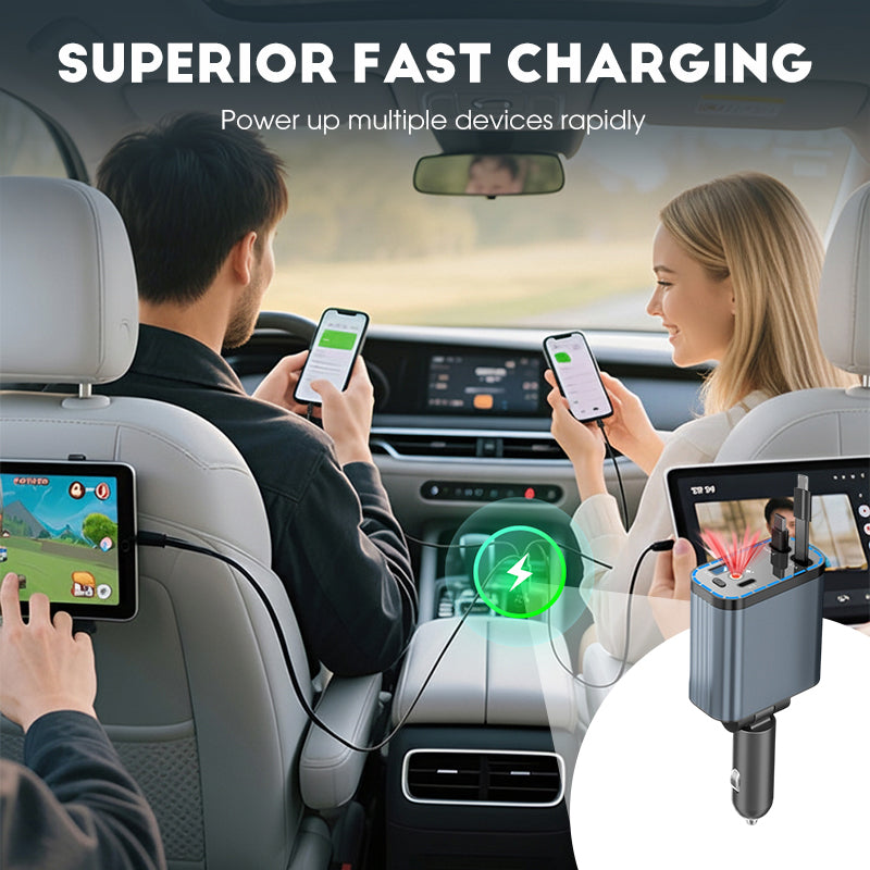 📣🔥Chargeur de voiture ultra-rapide avec câbles rétractables et ambiance lumineuse étoilée😃