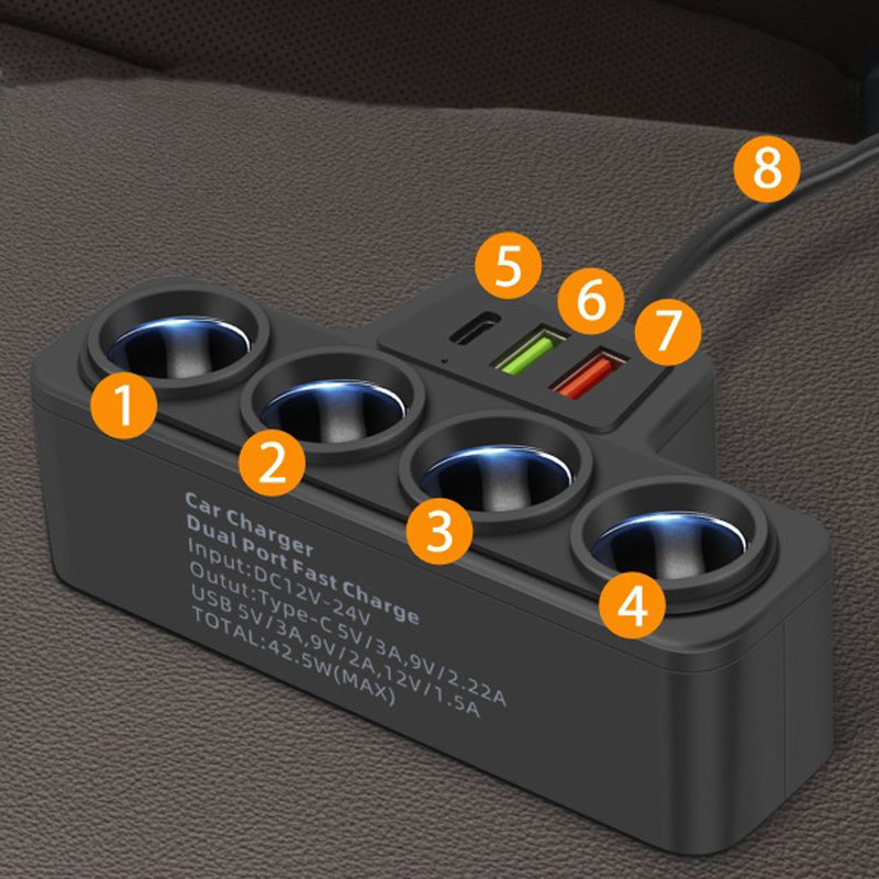 🎉 Cadeau du Nouvel An – 50 % DE RÉDUCTION !🚗 Adaptateur allume-cigare 7 en 1 : 4 prises + 3 charges rapides – stable et sûr pour voitures/camions