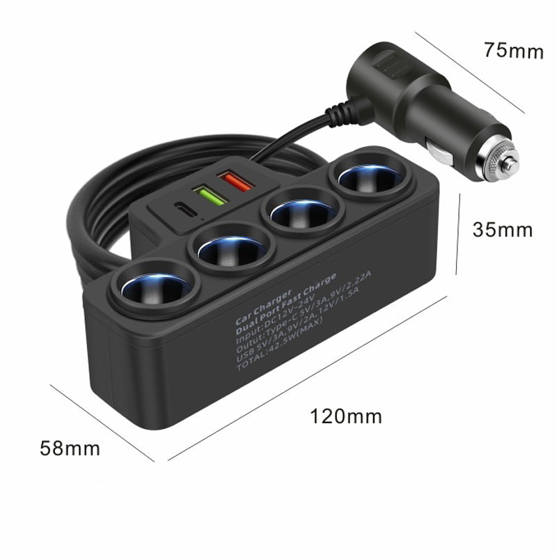 🎉 Cadeau du Nouvel An – 50 % DE RÉDUCTION !🚗 Adaptateur allume-cigare 7 en 1 : 4 prises + 3 charges rapides – stable et sûr pour voitures/camions