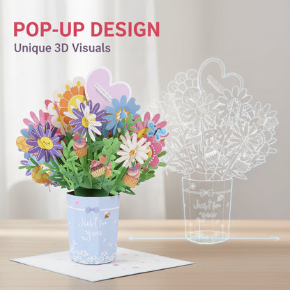 Carte de vœux avec bouquet en relief 3D