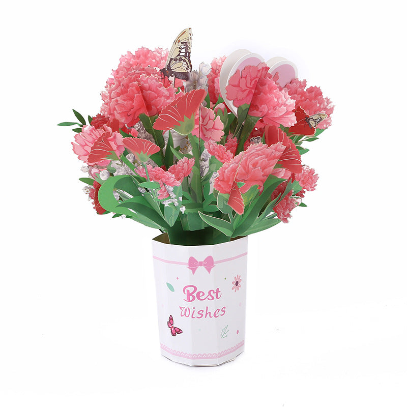 Carte de vœux avec bouquet en relief 3D