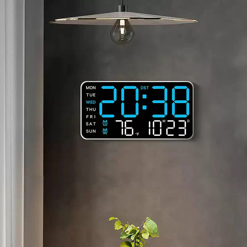 📢📢50 % DE RÉDUCTION !! ⏰Horloge murale numérique LED décorative multifonctionnelle, l'horloge numérique sans limites pour la maison norvégienne moderne.