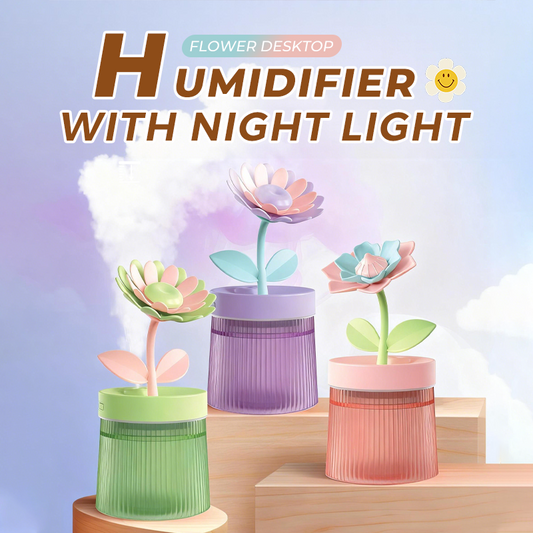🌸 Personnalisez Votre Brume et Votre Ambiance 💐 Humidificateur Fleur avec Double Mode de Brumisation & Veilleuse 7 Couleurs 💦