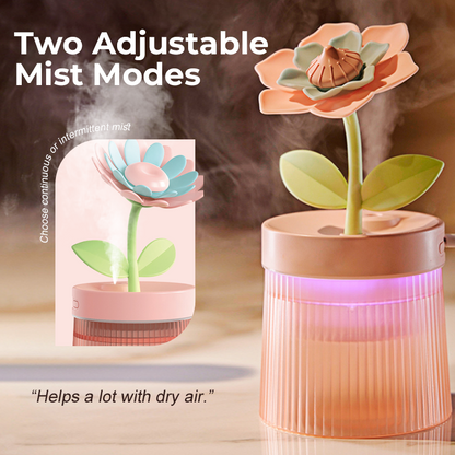 🌸 Personnalisez Votre Brume et Votre Ambiance 💐 Humidificateur Fleur avec Double Mode de Brumisation & Veilleuse 7 Couleurs 💦
