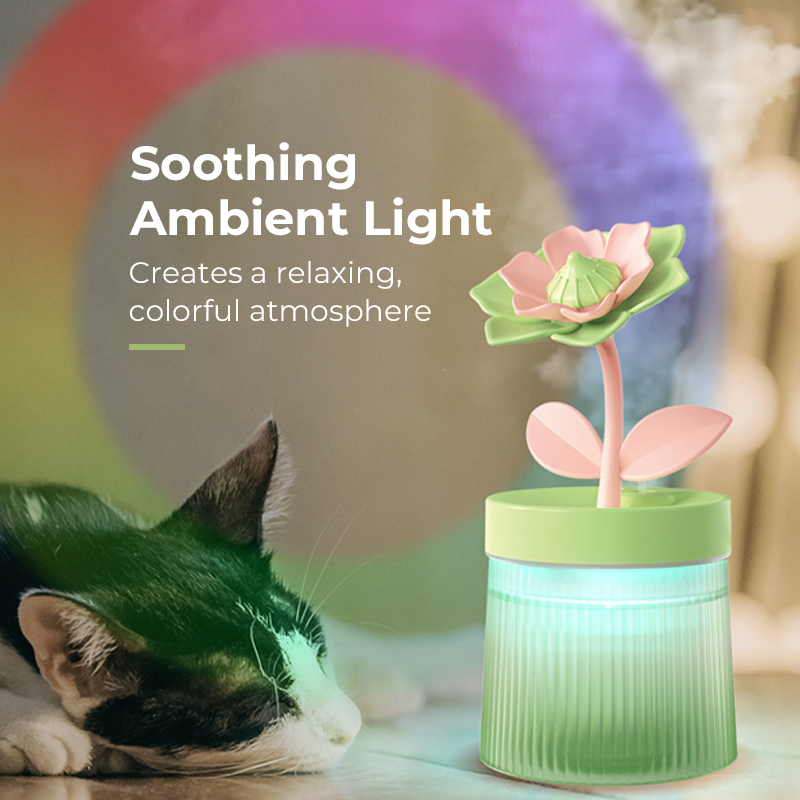 🌸 Personnalisez Votre Brume et Votre Ambiance 💐 Humidificateur Fleur avec Double Mode de Brumisation & Veilleuse 7 Couleurs 💦