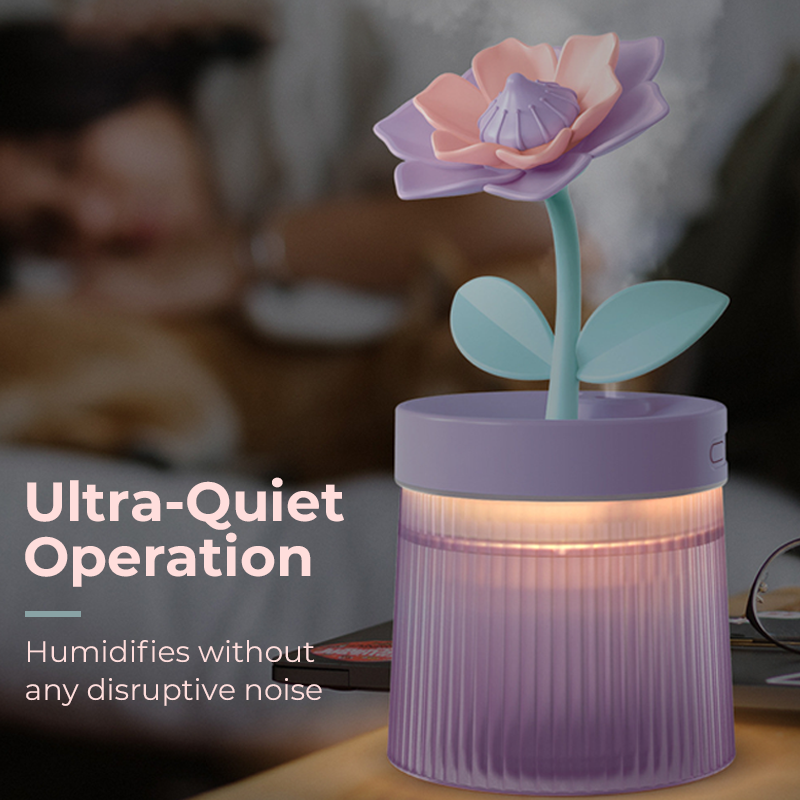 🌸 Personnalisez Votre Brume et Votre Ambiance 💐 Humidificateur Fleur avec Double Mode de Brumisation & Veilleuse 7 Couleurs 💦