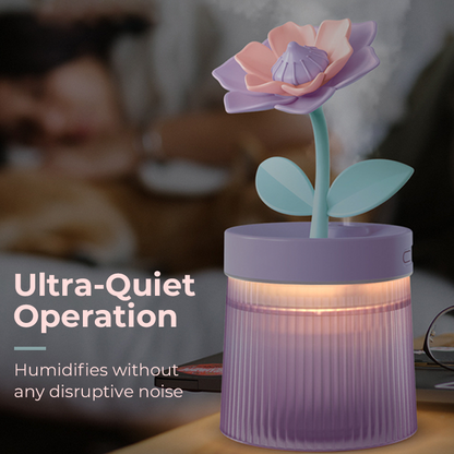 🌸 Personnalisez Votre Brume et Votre Ambiance 💐 Humidificateur Fleur avec Double Mode de Brumisation & Veilleuse 7 Couleurs 💦