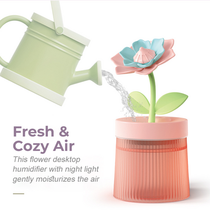 🌸 Personnalisez Votre Brume et Votre Ambiance 💐 Humidificateur Fleur avec Double Mode de Brumisation & Veilleuse 7 Couleurs 💦