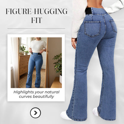 💎 62% DE RÉDUCTION ! 💎 Jean Évasé Taille Haute pour Femme – Denim Stretch, Silhouette Allongée & Confort Absolu 👖💙