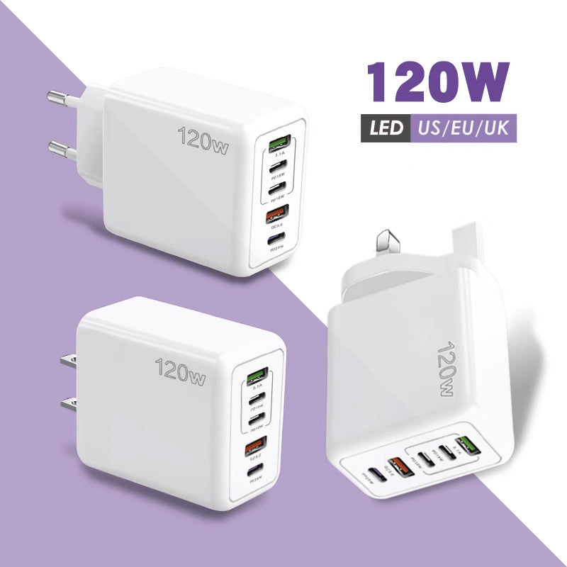 Chargeur rapide 120W avec 5 ports ⚡