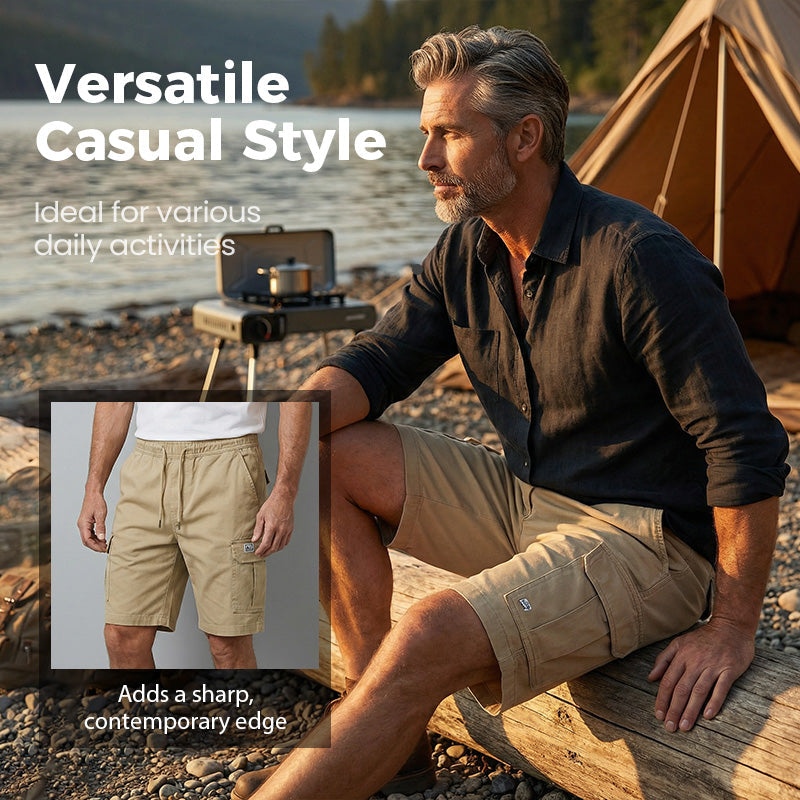 🎁61% DE RÉDUCTION ! 🔥👖 Short Cargo Homme Décontracté – À Poches Multiples & Cordon Ajustable