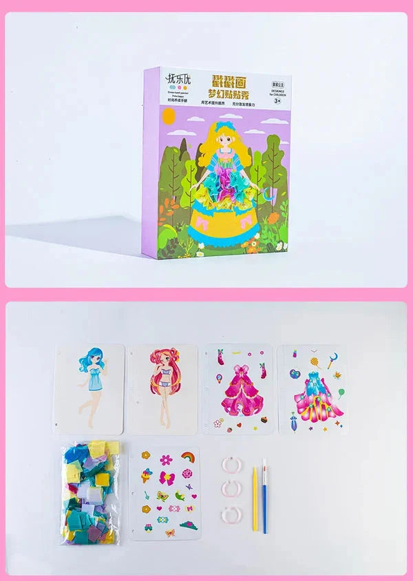 Cahier de dessin créatif dessiné à la main avec autocollants