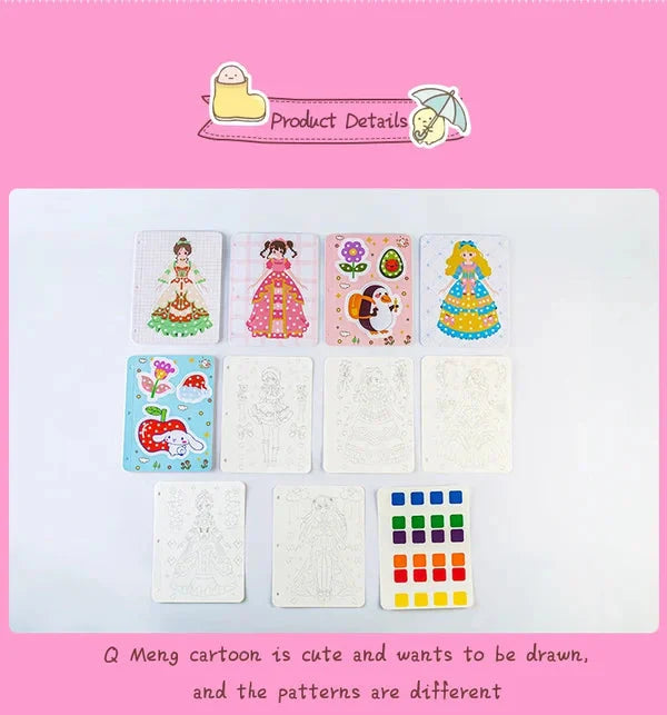 Cahier de dessin créatif dessiné à la main avec autocollants