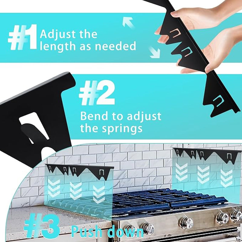 Protection réglable en acier inoxydable pour l'espace entre le bord de la cuisinière et le plan de travail