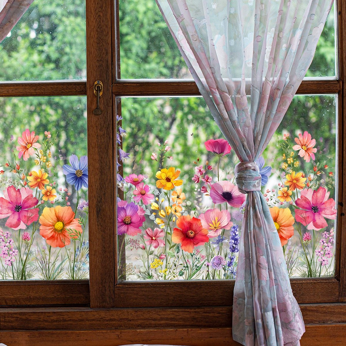 ✨DERNIER JOUR DE SOLDES 50 % DE RÉDUCTION !💐Autocollant pour fenêtre bouquet floral coloré🖼️