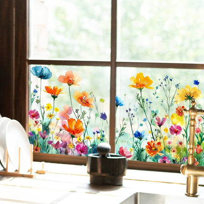 ✨DERNIER JOUR DE SOLDES 50 % DE RÉDUCTION !💐Autocollant pour fenêtre bouquet floral coloré🖼️