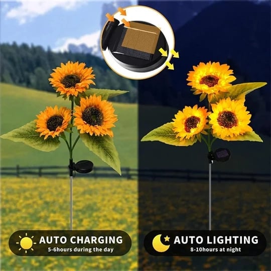 🌻50 % DE RÉDUCTION ! ☀️ Lampes solaires tournesol étanches – Pétales réalistes, indice de protection IP65 et allumage automatique 8 à 12 h ☀️🌻