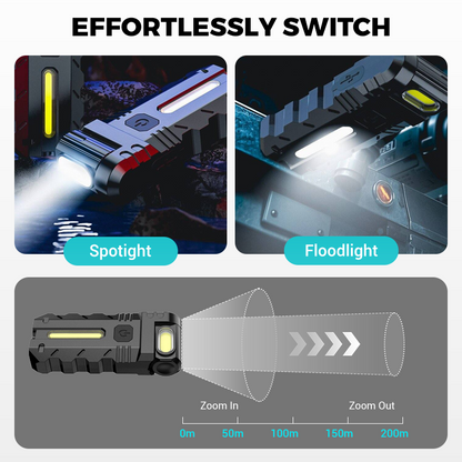 💎 50 % DE RÉDUCTION ! 💎 Lampe de travail LED à tête pivotante à 180° – Double faisceau, base magnétique et rechargeable via USB-C