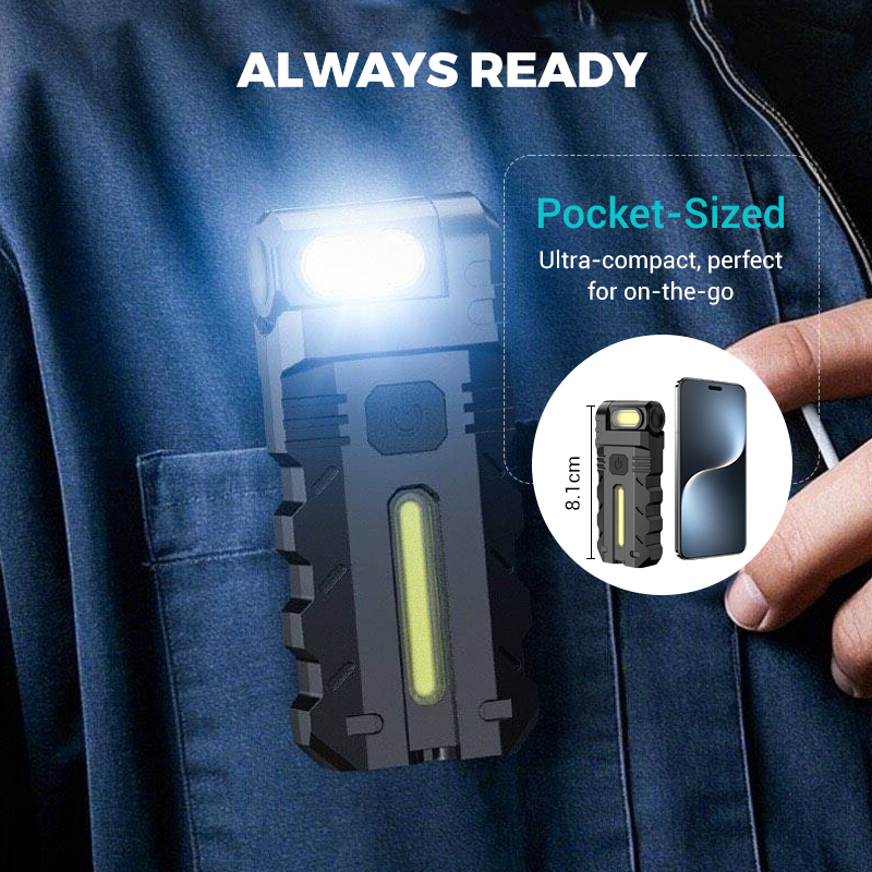 💎 50 % DE RÉDUCTION ! 💎 Lampe de travail LED à tête pivotante à 180° – Double faisceau, base magnétique et rechargeable via USB-C