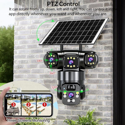 📹☀️ Offre à durée limitée : 50 % de réduction ! Caméra de sécurité extérieure Wi-Fi 6K 9 MP à triple objectif 🌳