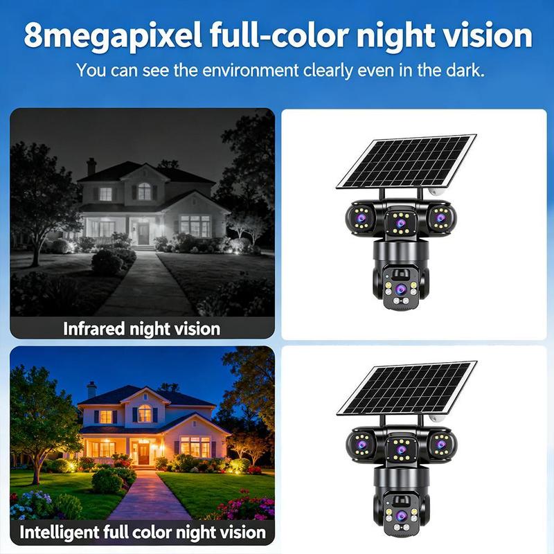 📹☀️ Offre à durée limitée : 50 % de réduction ! Caméra de sécurité extérieure Wi-Fi 6K 9 MP à triple objectif 🌳