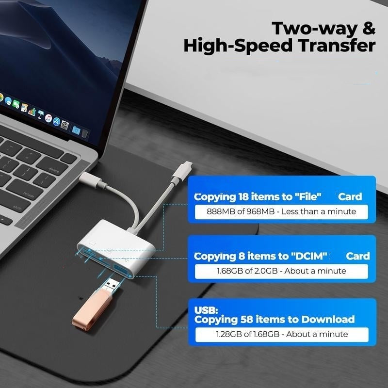 Lecteur de carte mémoire USB-C 3 en 1