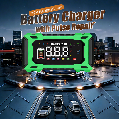 🔋🚗🛡️ PROMO -50% ! Chargeur de Batterie Voiture Intelligent 12V 6A – Réparation par Impulsions, Écran LCD, Sécurité Maximale