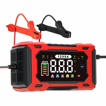 🔋🚗🛡️ PROMO -50% ! Chargeur de Batterie Voiture Intelligent 12V 6A – Réparation par Impulsions, Écran LCD, Sécurité Maximale