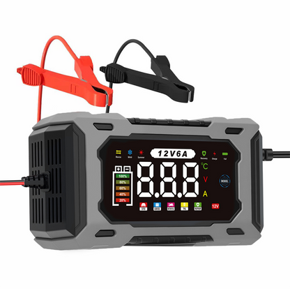 🔋🚗🛡️ PROMO -50% ! Chargeur de Batterie Voiture Intelligent 12V 6A – Réparation par Impulsions, Écran LCD, Sécurité Maximale