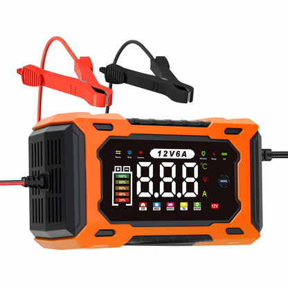 🔋🚗🛡️ PROMO -50% ! Chargeur de Batterie Voiture Intelligent 12V 6A – Réparation par Impulsions, Écran LCD, Sécurité Maximale