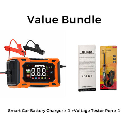 🔋🚗🛡️ PROMO -50% ! Chargeur de Batterie Voiture Intelligent 12V 6A – Réparation par Impulsions, Écran LCD, Sécurité Maximale
