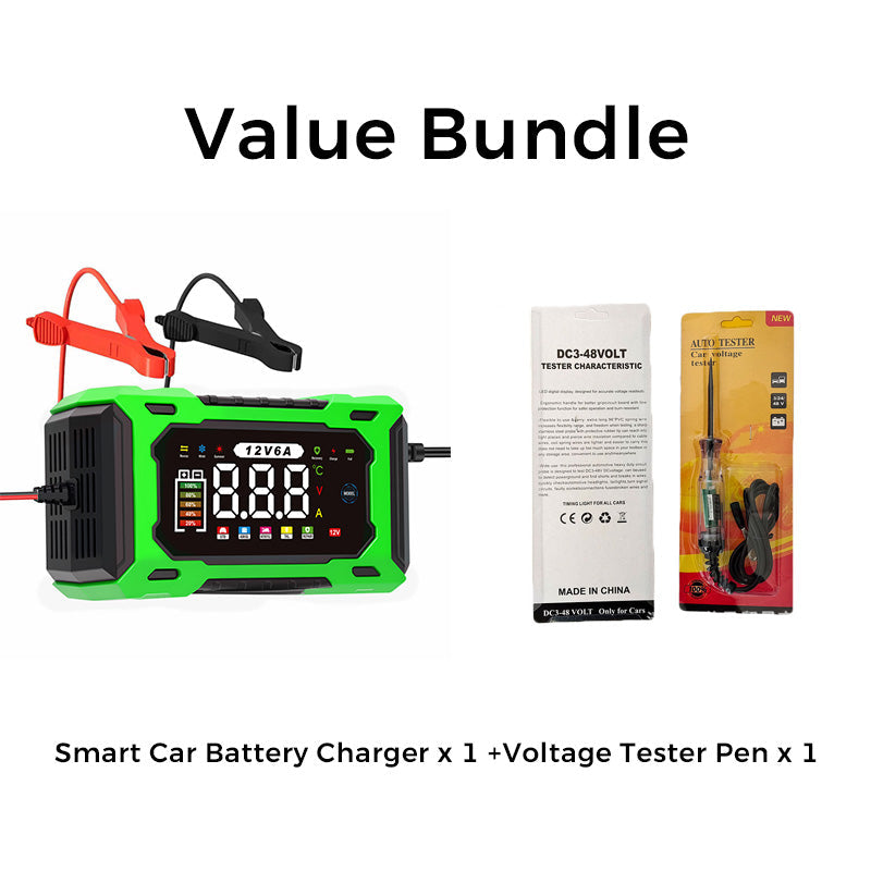 🔋🚗🛡️ PROMO -50% ! Chargeur de Batterie Voiture Intelligent 12V 6A – Réparation par Impulsions, Écran LCD, Sécurité Maximale