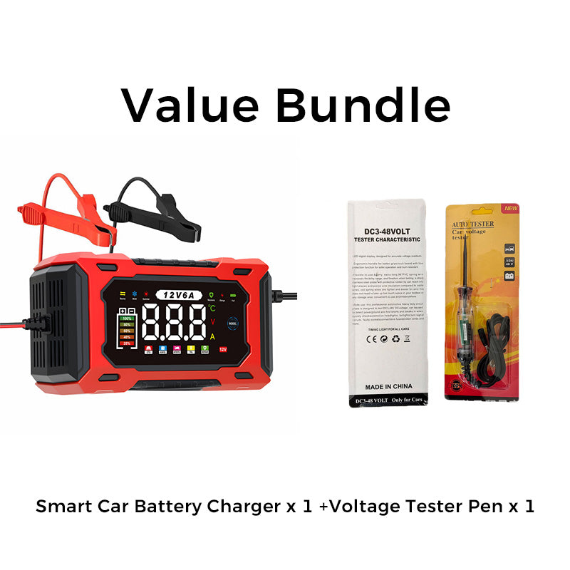 🔋🚗🛡️ PROMO -50% ! Chargeur de Batterie Voiture Intelligent 12V 6A – Réparation par Impulsions, Écran LCD, Sécurité Maximale