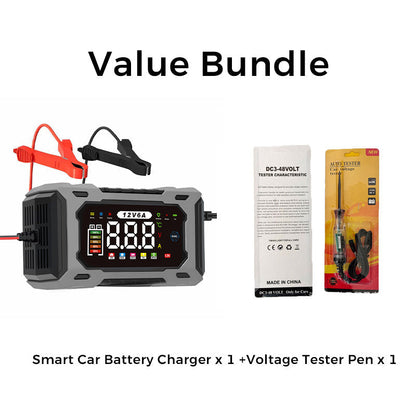 🔋🚗🛡️ PROMO -50% ! Chargeur de Batterie Voiture Intelligent 12V 6A – Réparation par Impulsions, Écran LCD, Sécurité Maximale