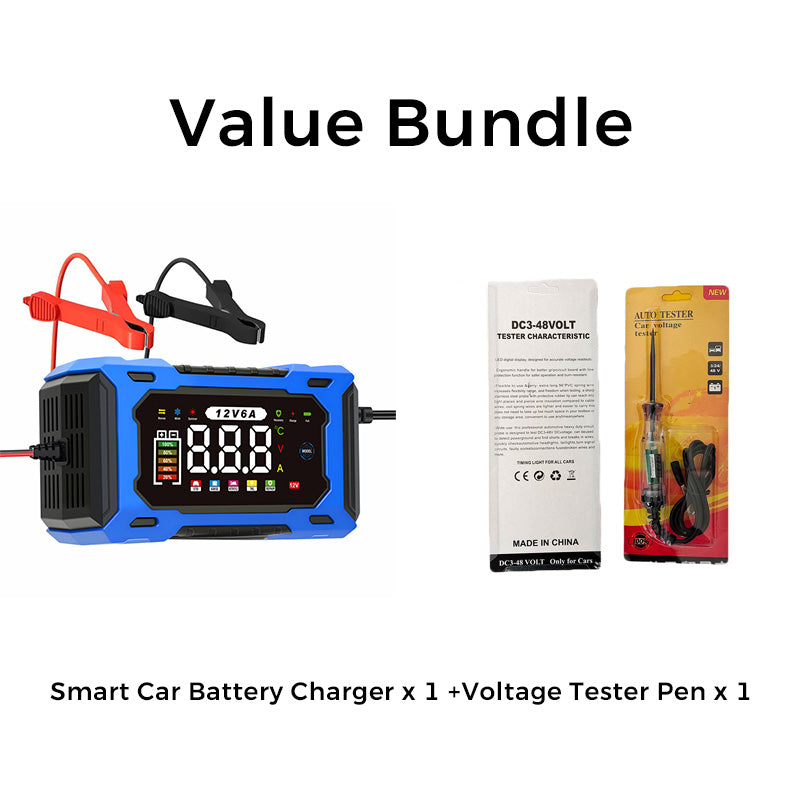 🔋🚗🛡️ PROMO -50% ! Chargeur de Batterie Voiture Intelligent 12V 6A – Réparation par Impulsions, Écran LCD, Sécurité Maximale