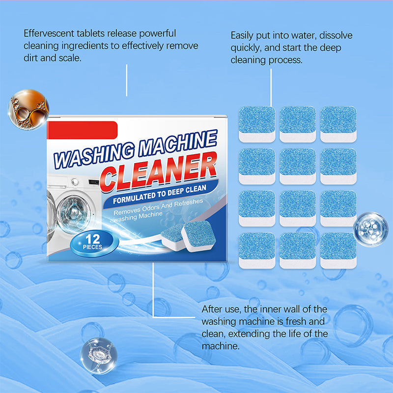 📢📢50 % DE RÉDUCTION !!!⏰Pastilles nettoyantes puissantes pour lave-linge - Lot de 12
