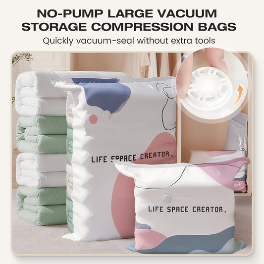 🧳💨 -50 % ! Sacs de rangement sous vide sans pompe – Appuyez et scellez, aucune pompe nécessaire. Économise 80 % d’espace, garde les vêtements au sec et sans poussière. Parfait pour la literie volumineuse et l’équipement hors-saison. 🛏️🗄️