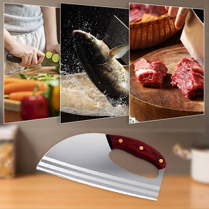 Couteau de cuisine ergonomique – Conçu pour une prise en main vers l'avant, il permet de couper facilement les légumes et la viande. Un cadeau bien pensé pour les cuisiniers amateurs. 🍅🔪