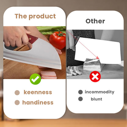 Couteau de cuisine ergonomique – Conçu pour une prise en main vers l'avant, il permet de couper facilement les légumes et la viande. Un cadeau bien pensé pour les cuisiniers amateurs. 🍅🔪