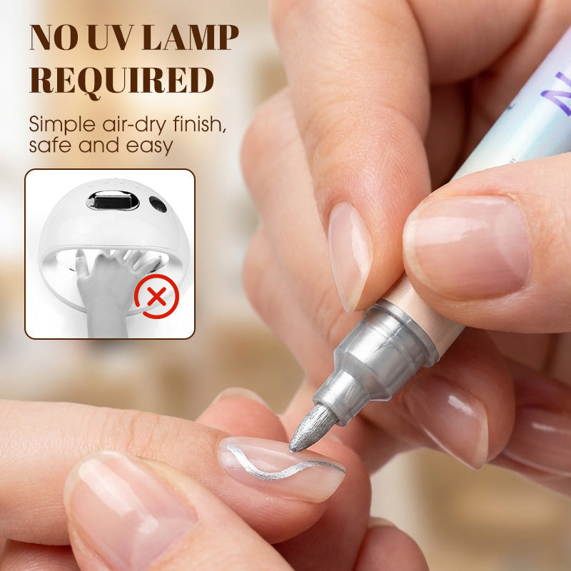💅✨ Stylo nail art 2-en-1 – Pointe double pour lignes fines et détails, créez des motifs nets et professionnels à la maison ou en voyage, sans effort et sans bavure 🎨🖊️